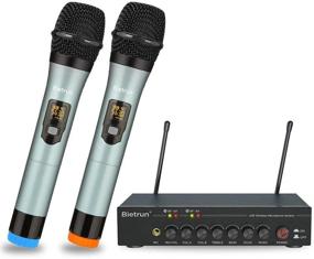img 4 attached to 🎤 Bietrun Wireless Microphone with Adjustable Echo/Treble/Bass and Bluetooth - 160 ft Range, Metal Dual Dynamic Handheld Mic System - Ideal for Home Karaoke, Party, Church, DJ, Wedding, KTV