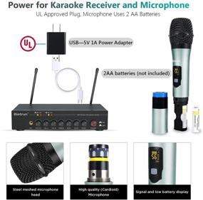 img 1 attached to 🎤 Bietrun Wireless Microphone with Adjustable Echo/Treble/Bass and Bluetooth - 160 ft Range, Metal Dual Dynamic Handheld Mic System - Ideal for Home Karaoke, Party, Church, DJ, Wedding, KTV