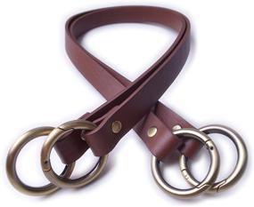 img 4 attached to Wento Pair 23 inches Brown Leather Purse Straps with Big O Ring (1 1/4'' Inner Size) – Vinyl Leather Bag Handles, Replacement Straps for Handbags and Wallets – WT100 (Brown)