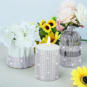 img 3 attached to 💎 Diamond Ribbon and Silver Rhinestone Ribbon Set - 2 Rolls of Bling Ribbon Wrap with Glitter Crystal Rhinestones for DIY Crafts, Wedding, Birthday Decorations, and Party Supplies - 8 Row 10 Yard and 4 Row 10 Yard