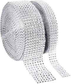 img 4 attached to 💎 Diamond Ribbon and Silver Rhinestone Ribbon Set - 2 Rolls of Bling Ribbon Wrap with Glitter Crystal Rhinestones for DIY Crafts, Wedding, Birthday Decorations, and Party Supplies - 8 Row 10 Yard and 4 Row 10 Yard