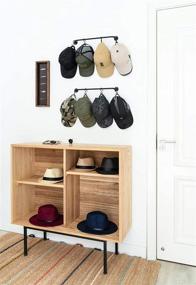 img 2 attached to 🧢 Mkono Wall-Mounted Hat Rack Organizer: 20 Hook Baseball Cap Holder - Modern Metal Hat Display for Closet Door, Bedroom, Entry Room, Laundry - Set of 2, Black