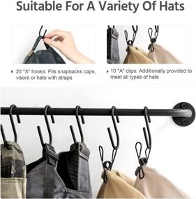 img 1 attached to 🧢 Mkono Wall-Mounted Hat Rack Organizer: 20 Hook Baseball Cap Holder - Modern Metal Hat Display for Closet Door, Bedroom, Entry Room, Laundry - Set of 2, Black