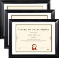 🖼️ black memory island picture frames with mat for 10x13 prints (includes 8.5x11 mat), set of 3 diploma document frames for certificates логотип