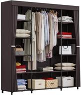 👗 ingiordar portable closet organizer 59-inch heavy duty storage for hanging clothes in coffee - non-woven fabric logo