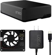 🔥 argon neo raspberry pi 4 model b heatsink case with fan hat and power supply - enhances cooling, supports fan, camera, and lcd display, accessible gpio and poe pins logo