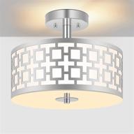 🔆 zorykn 3-light modern semi flush mount ceiling light with glass diffuser and chrome finish - stylish drum shade design for hallway, bedroom, kitchen, living room логотип