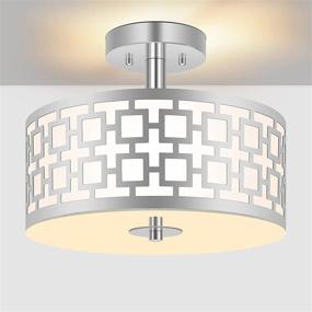 img 4 attached to 🔆 Zorykn 3-Light Modern Semi Flush Mount Ceiling Light with Glass Diffuser and Chrome Finish - Stylish Drum Shade Design for Hallway, Bedroom, Kitchen, Living Room