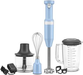 img 4 attached to KitchenAid KHBBV83VB: Power-Packed Cordless Variable Speed Hand Blender with Chopper, Whisk, and Striking Blue Velvet Finish