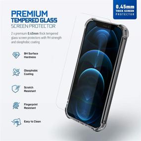 img 1 attached to 📱 Amcrest Compatible Case for iPhone 12 Pro - Crystal Clear with 2x Tempered Glass Screen Protectors - Black 360° Hardened Backing - TPU Bumper - 3in1 Heavy Duty Shockproof Cover