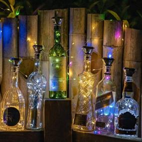 img 1 attached to 🌞 VOOKRY Solar Wine Bottle Lights 8 Pack - 20 LEDs Fairy Lights String Silver Wire Light, Multicolor for Party, Christmas, Wedding Center or Table Decorations