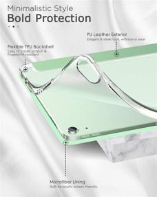 img 2 attached to 📱 MoKo New iPad Air 4th Generation 2020 Case - iPad Air 4 Cover with Pencil Holder, Soft TPU Smart Trifold Shell, Translucent Back Case, Auto Wake/Sleep, Green