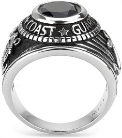 img 2 attached to 🚢 YVO Coast Guard Ring - Sleek Polished Stainless Steel Band for True Fans