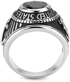 img 1 attached to 🚢 YVO Coast Guard Ring - Sleek Polished Stainless Steel Band for True Fans