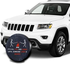 img 1 attached to 🚗 BANRBKHLE Fun Games Funny Spare Tire Cover - Polyester Fiber, Waterproof, Dust-Proof - Universal Fit for Jeep, Trailer, RV, SUV & More - Sizes: 14", 15", 16", 17