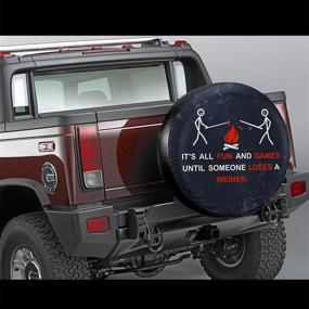 img 3 attached to 🚗 BANRBKHLE Fun Games Funny Spare Tire Cover - Polyester Fiber, Waterproof, Dust-Proof - Universal Fit for Jeep, Trailer, RV, SUV & More - Sizes: 14", 15", 16", 17