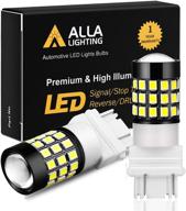 💡 alla lighting 3157 led bulbs: ultra-bright 3156 3056 3057 4157 3457 4057 led brake stop, back-up reverse, turn signal lights, drl, taillights - 6k xenon white logo