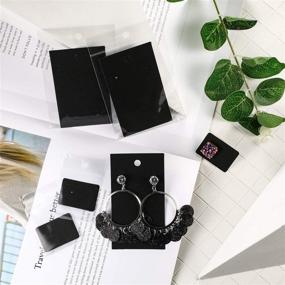 img 1 attached to ✨ Hestya 200 упаковка дисплейных карточек для сережек с прозрачными самозаклеивающимися пакетами, дисплейные карточки для самостоятельного создания сережек (Черные)