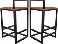 🪑 becko us industrial rustic bar stools set of 2 - metal low backrest, footrests - counter height barstools for patio, kitchen, party room, living room (rustic brown) логотип