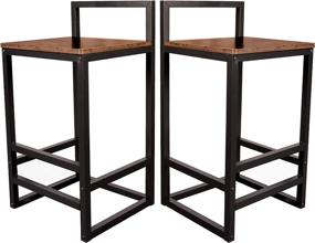 img 4 attached to 🪑 Becko US Industrial Rustic Bar Stools Set of 2 - Metal Low Backrest, Footrests - Counter Height Barstools for Patio, Kitchen, Party Room, Living Room (Rustic Brown)