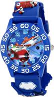 disney kids' w001528 time teacher planes watch: fun and educational with blue 3-d plastic band logo