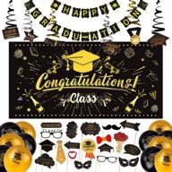 🎓 2021 graduation party decorations kit - 53pcs graduation supplies include graduation backdrop, 20 party balloons, happy graduation banner, 19 photo booth props & 12 hanging swirls logo