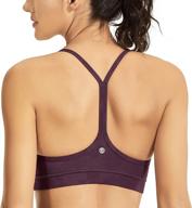 👙 crz yoga women's low impact strappy padded sports bra: stylish y racer back spaghetti straps yoga bra tops logo