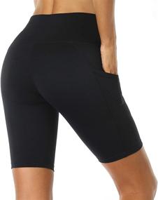 img 1 attached to Oalka High Waist Workout Running Shorts with Side Pockets for Women's Short Yoga Sessions