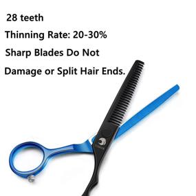 img 2 attached to 💇 440C Stainless Steel Professional Barber Hair Cutting Scissors Set - 5.5 Inches Thinning/Texturizing Shears Kit in Blue