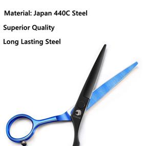 img 3 attached to 💇 440C Stainless Steel Professional Barber Hair Cutting Scissors Set - 5.5 Inches Thinning/Texturizing Shears Kit in Blue