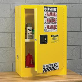 img 1 attached to 🔥 Justrite Sure-Grip EX Flammable Countertop Safety Storage Cabinet - Galvanized Steel, 1 Door, Manual