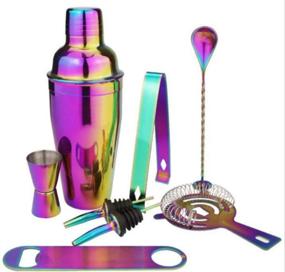 img 1 attached to Stainless Steel Rainbow Cocktail Shaker Set 8PC Bartending Tool Bartender