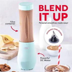 img 3 attached to 🥤 Dash Mighty Mini Blender - Personal Countertop Blender for Milkshakes, Fruit & Vegetable Drinks, Smoothies - Stainless Steel Blades - 10oz Travel Tritan™ Blending Bottle - Aqua