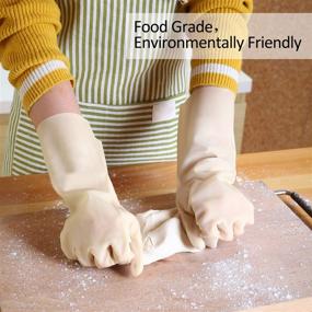 img 2 attached to 🧤 BOOMJOY Cleaning Gloves: Heavy Duty Rubber Kitchen Gloves, Reusable & Long-lasting, White, 3 Pairs, Size-M