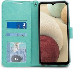 img 3 attached to 📱 Samsung Galaxy A12 Case, Double-N PU Leather Wallet Case with Credit Card Holder & Wrist Strap - Shockproof Protective Cover for Samsung A12 4G Phone (Green, 6.5 inch)