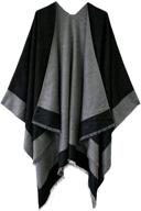 👗 stylish reversible women's color block poncho: must-have accessory logo