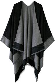 img 4 attached to 👗 Stylish Reversible Women's Color Block Poncho: Must-Have Accessory