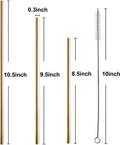 img 3 attached to 12+2 шт. Многоразовые нержавеющие стальные трубочки - металлические трубочки в золотистом, серебристом, розовом золоте и черном цвете - для бокалов объемом 20 унций и 30 унций (прямые)