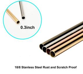 img 2 attached to 12+2 Pcs Reusable Stainless Steel Straws - Metal Straws in Gold, Silver, Rose Gold & Black - for 20 oz & 30 oz Tumblers (Straight)