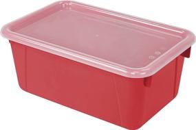 img 2 attached to 📦 Storex Small Cubby Bins: 5-Pack Plastic Storage Containers for Classroom Organization - Non-Snap Lid, Assorted Colors, 12.2 x 7.8 x 5.1 inches (62406U05C)