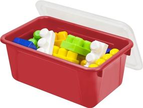 img 1 attached to 📦 Storex Small Cubby Bins: 5-Pack Plastic Storage Containers for Classroom Organization - Non-Snap Lid, Assorted Colors, 12.2 x 7.8 x 5.1 inches (62406U05C)