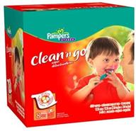 pampers clean and go baby wipes, 👶 8 resealable packs of 60 count, 480 total wipes logo