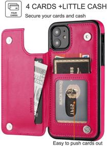 img 2 attached to 📱 JOYAKI iPhone 11 Wallet Case - Rose Red | Premium PU Leather Card Holder Case with Kickstand, Card Slots, Free Screen Protector, Double Magnetic Clasp | Durable & Shockproof Cover for iPhone 11 (6.1')