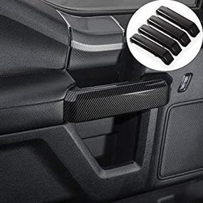 img 1 attached to 🚪 Voodonala Carbon Fiber Grain Inner Door Handle Covers for F150 2015-2020 - Interior Trim Kits, 4Pack - Accessorize Your F150