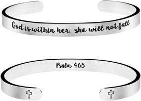 img 4 attached to 🙏 Women's Religious Gift: Christian Bracelet with Inspirational Scripture Cuff Bangle - Encouraging Jewelry, Bible Verse, and Friend Support