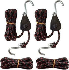 img 4 attached to 🛶 Sentry Ratchet Kayak and Canoe Tie Down Set: 1/4" Grow Light Heavy Duty Adjustable Rope Hanger (2-Pack)