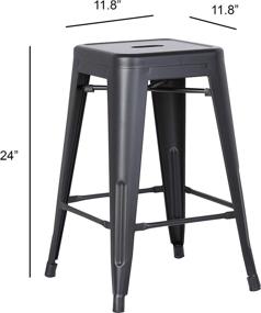 img 3 attached to 🪑 AC Pacific Modern Backless Light Weight Industrial Metal Barstool 4 Leg Design, 24" Seat Bar Stools (Set of 2), Matte Black Finish - Stylish, Sturdy and Space-Saving Bar Seating