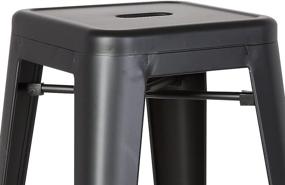 img 1 attached to 🪑 AC Pacific Modern Backless Light Weight Industrial Metal Barstool 4 Leg Design, 24" Seat Bar Stools (Set of 2), Matte Black Finish - Stylish, Sturdy and Space-Saving Bar Seating