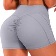 🩲 chriamille women's high waist gym shorts: tummy control scrunch butt lift yoga booty shorts логотип