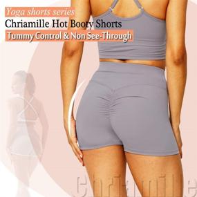 img 2 attached to 🩲 Chriamille Women's High Waist Gym Shorts: Tummy Control Scrunch Butt Lift Yoga Booty Shorts